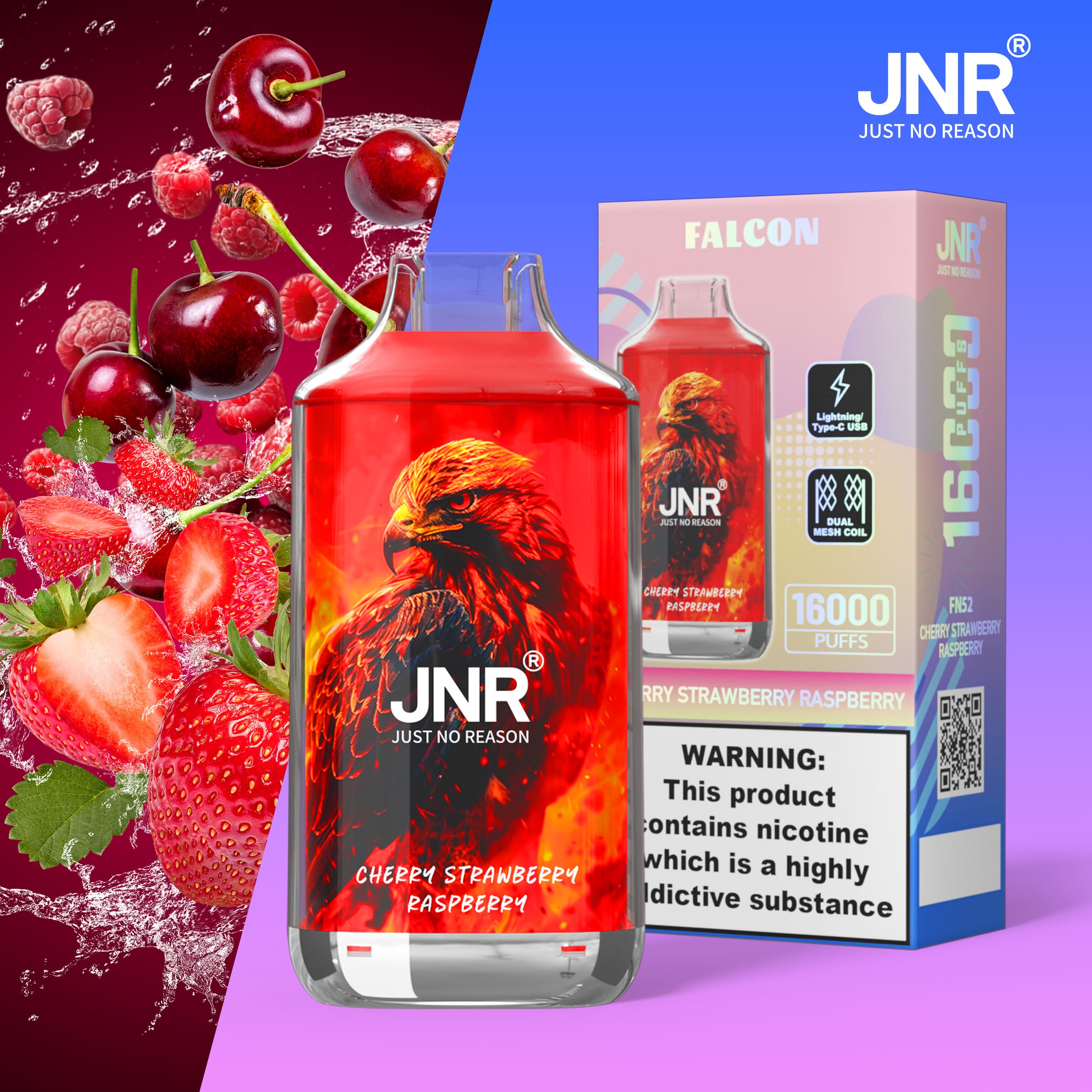 JNR Falcon 16000 Cherry Strawberry Raspberry